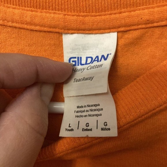 GILDAN Kids Orange Tshirt Short Sleeve Size Large - Picture 3 of 3